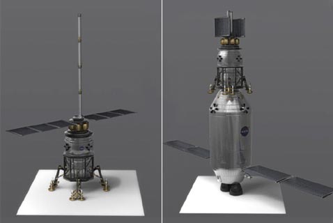 Аппарат MADMEN с ракетой-носителем и без неё (иллюстрация SpaceWorks Engineering/Space.com).